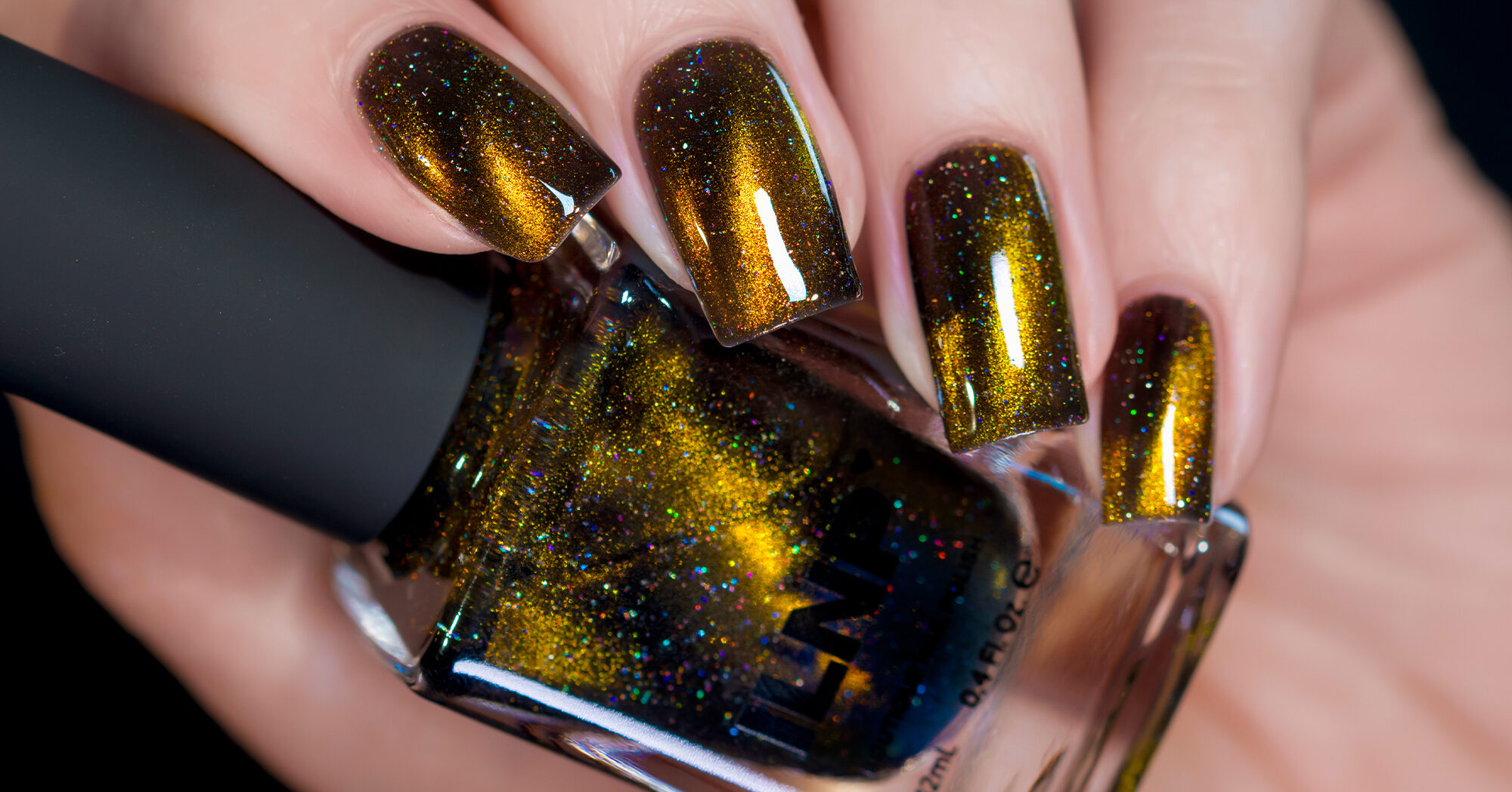 ILNP Jackpot Black Based Gold Magnetic Holographic Nail Polish