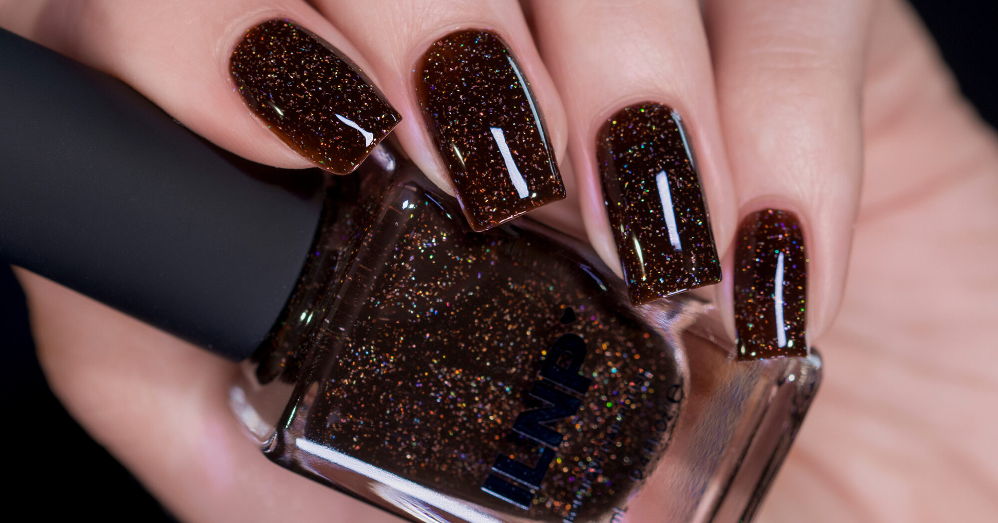 ILNP Bear Hug Cozy Cocoa Brown Holographic Jelly Nail Polish